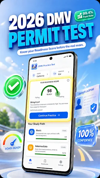 DMV Practice Test readiness score and study paths