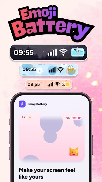 Emoji Battery status-bar styles and app home screen